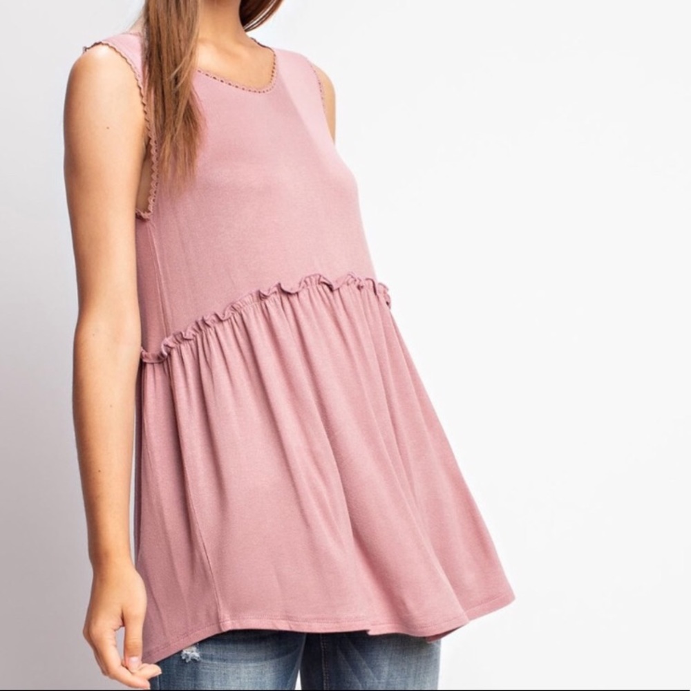 Mauve Babydoll Tank Top - Picture 2 of 6
